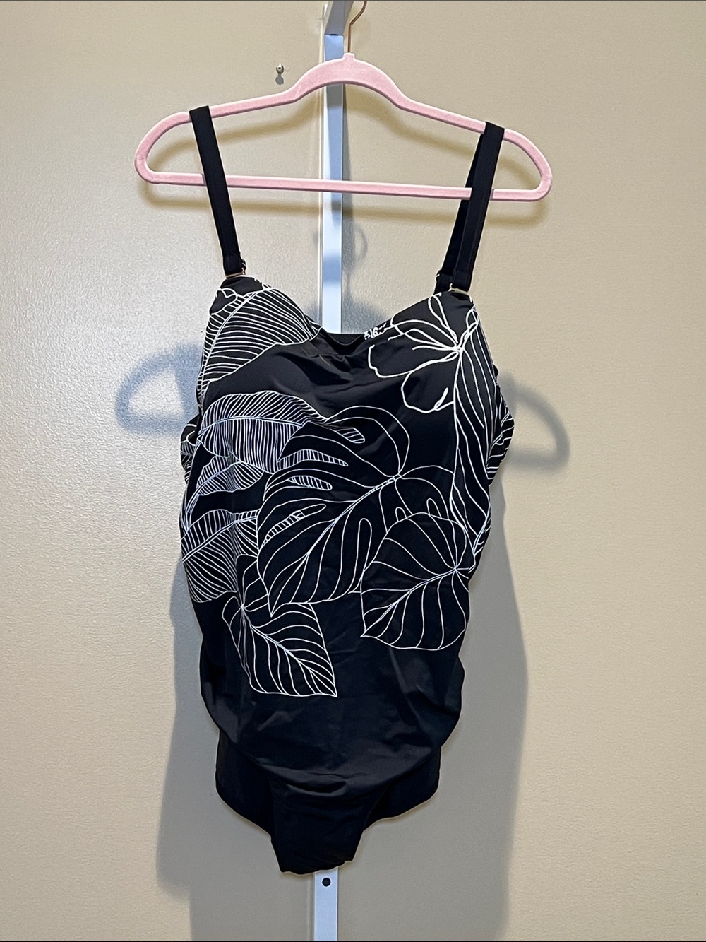 Susan Graver Black Top with White Floral Design